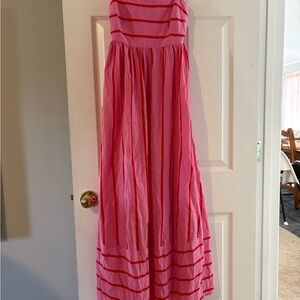 Petal and Pup Pink and Red Striped Maxi Dress